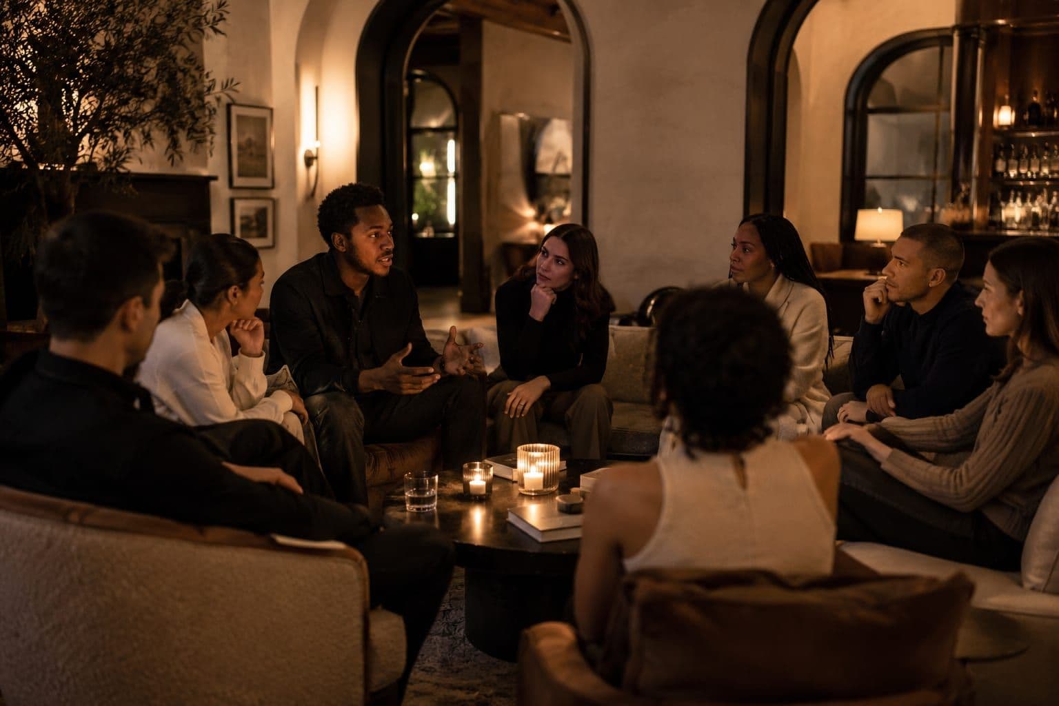 A candlelit Unsealed Spaces gathering